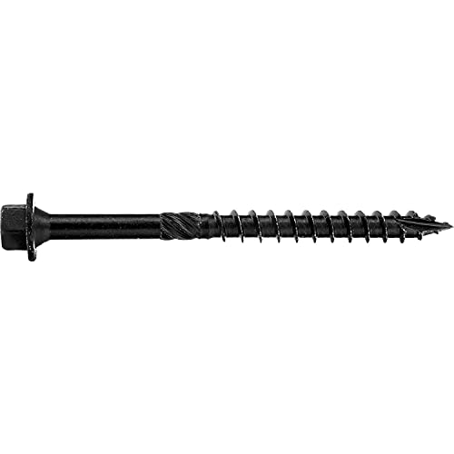 Jake Sales N.14 X 3-1/4inches Heavy Duty Black Timber/Log/Landscaping Wood Screws - Exterior Coated Heavy Duty Screws - ~50 Screw Count - Heavy Duty Black Log Wood Screws