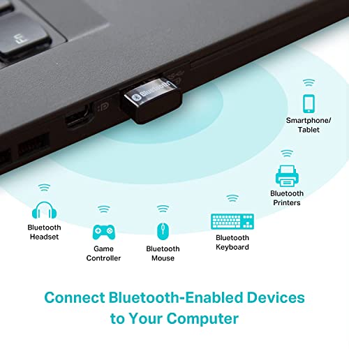 TP-Link USB Bluetooth Adapter for PC, Bluetooth 5.3 Dongle Receiver, Plug and Play, Nano Design, EDR & BLE Technology, Supports Windows 11/10/8.1/7 for Desktop, Laptop, PS5/PS4/Xbox Controller (UB500)