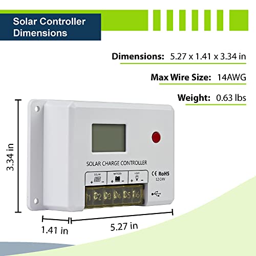 ExpertPower 210W 12V Solar Power Kit | 12V 20Ah LiFePO4 Lithium Battery | 2100W Mono Rigid Solar Panel & 20A PWM Solar Charge Controller | RV, Trailer, Camper, Marine, Off Grid, Solar Projects