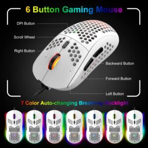 60% Gaming Keyboard and Mouse Combo Samll Mini RGB LED Backlight Mechanical Feeling and RGB 6400 DPI Honeycomb Optical Mouse,Gaming Mouse pad for Gamers and Typists