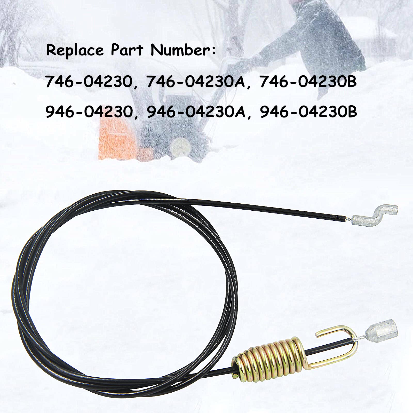 Hirldeea 946-04230B 746-04230 Clutch Drive Cable for MTD Craftsman Cub Cadet Troy-Bilt Yard Machines Snowblower 946-04230 946-04230A 746-04230A 746-04230B, Cable Length 47.5"