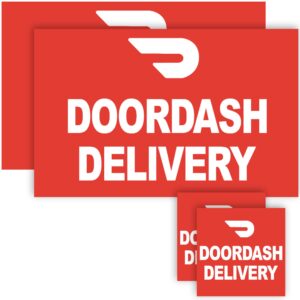 upgraded doordash car magnets door signs and stickers for delivery drivers (set of 4) 11×7 and 4×4 (red background dd)