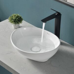 davivy 16'' x 13.5'' oval vessel sink with pop up drain,bathroom sinks above counter,white vessel sink,bathroom vessel sinks,ceramic vessel sink,counter top sink,oval sink bowls for bathroom