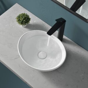 Davivy 16'' X 13.5'' Oval Vessel Sink with Pop Up Drain,Bathroom Sinks Above Counter,White Vessel Sink,Bathroom Vessel Sinks,Ceramic Vessel Sink,Counter top Sink,Oval Sink Bowls for Bathroom