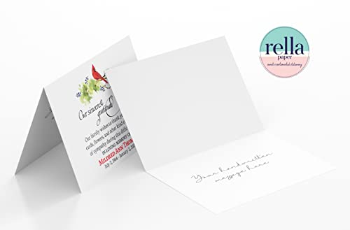 Personalized Funeral Thank You Cards with Cardinal, A2 Folded Cards, Choose Quantity, Sympathy Acknowledgement Cards Red Bird, Celebration of Life Thank You Notes for Friends with Matching Envelopes