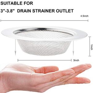 Upgrade 304 Stainless Steel Kitchen Sink Strainer, Kitchen Sink Drain Strainer, Sink Strainers with Large Wide Rim 4.5" Diameter for Kitchen Sinks (Stainless Steel 304) (1 Pack)