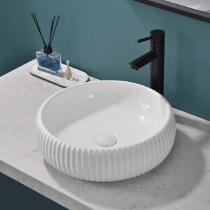 davivy 16.5'' round vessel sink with pop up drain,bathroom vessel sinks,round bathroom sink,ceramic vessel sink,bathroom sinks above counter,white vessel sink,counter top sink,round sinks for bathroom