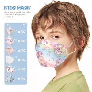 LOGAO【60 Packs Individually Packaged】 of KF94 Disposable Fish Mouth Type Child Safety Four-Layer Protective mask, Kids Disposable Face Masks Comfortable Breathable ,and Protection Rate of 95% ,Suitable for Kids and Small Small Faces