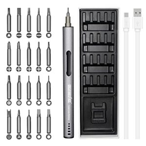 mini electric screwdriver set, portable rechargeable cordless power screwdriver set with 20 precision bits 3 led magnetic repair automatic manual tool handy for phone watch camera laptop toys
