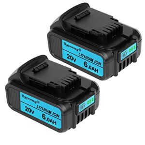 uadca 2 pack 6.0ah 20 volt replacement battery for dewalt 20v battery compatible with dewalt 20 volt max xr dcb205 dcb204 dcb206 dcb205-2 dcb200-2 dcb180 dcb200 dcd dcf dcg cordless power tools