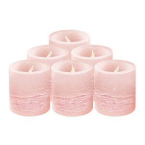 furora lighting pink real wax led votive tealight candles pack of 6, 2 inch flameless flickering candles for delicate home décor, batteries included