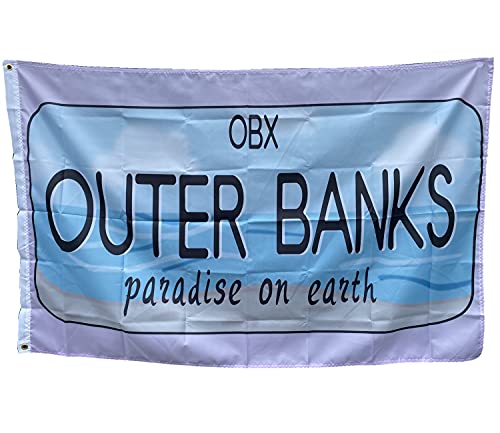 OBX Outer Banks Flag, Bright Colors Polyester Paradise On Earth Decoration Flags for Room & Outside 3x5 Feet