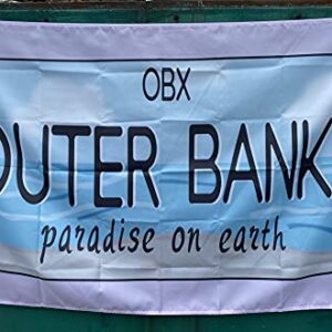 OBX Outer Banks Flag, Bright Colors Polyester Paradise On Earth Decoration Flags for Room & Outside 3x5 Feet