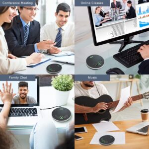 TONGVEO Wireless Speakerphone Conference Speaker,Daisy Chain 2.4G USB Speaker with Expandable Microphone with 360° Voice Pickup,Full Duplex Speakerphone Noise Canceling Mics for 20 People Conference