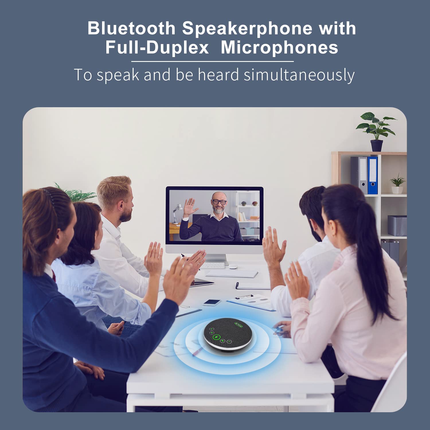 TONGVEO Wireless Speakerphone Conference Speaker,Daisy Chain 2.4G USB Speaker with Expandable Microphone with 360° Voice Pickup,Full Duplex Speakerphone Noise Canceling Mics for 20 People Conference