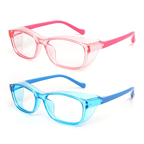 Outray 2 Pack Kids Anti Fog Safety Glasses with Side Shield & Blue Light Blocking Lens Protective Goggles Age 6-12