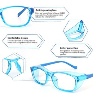 Outray 2 Pack Kids Anti Fog Safety Glasses with Side Shield & Blue Light Blocking Lens Protective Goggles Age 6-12