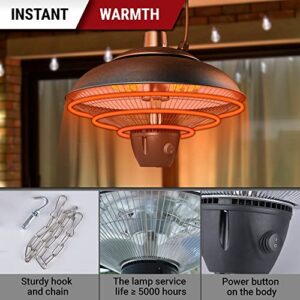 Outdoor Patio Heater - Electric Outdoor Heater - Ceiling Mounted Patio Heater - Waterproof Space Heater Lamp For Patio - Remote control electric heater outdoor- Hanging heater outdoor and indoor use