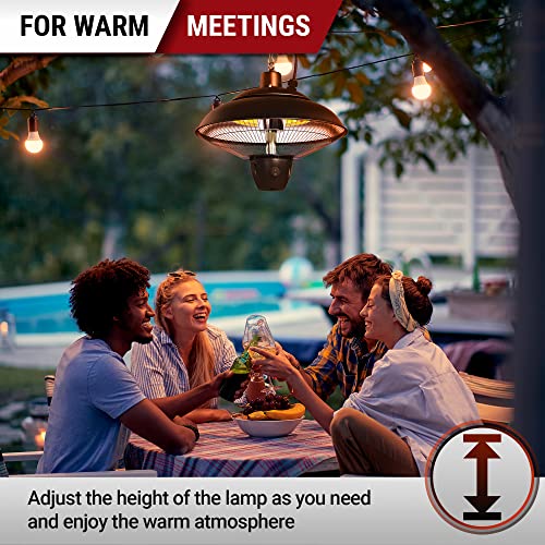 Outdoor Patio Heater - Electric Outdoor Heater - Ceiling Mounted Patio Heater - Waterproof Space Heater Lamp For Patio - Remote control electric heater outdoor- Hanging heater outdoor and indoor use