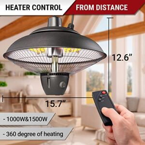 Outdoor Patio Heater - Electric Outdoor Heater - Ceiling Mounted Patio Heater - Waterproof Space Heater Lamp For Patio - Remote control electric heater outdoor- Hanging heater outdoor and indoor use