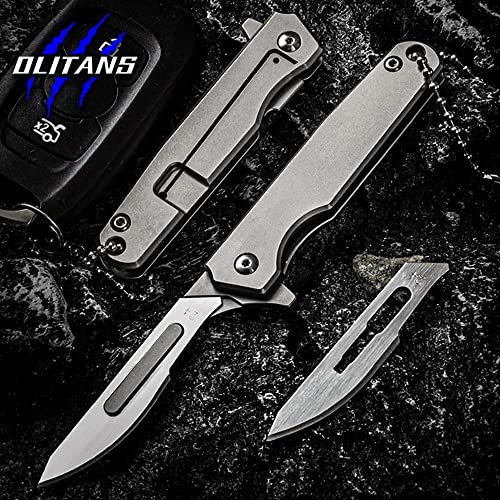 OLITANS T010 Folding Scalpel Titanium Alloy EDC Outdoor Unpacking Pocket Knife With 10pcs #24 Replaceable Blades