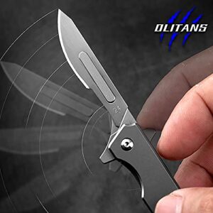 OLITANS T010 Folding Scalpel Titanium Alloy EDC Outdoor Unpacking Pocket Knife With 10pcs #24 Replaceable Blades