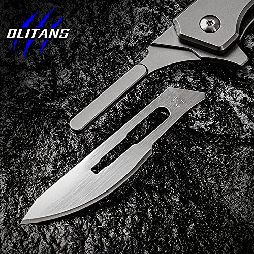 OLITANS T010 Folding Scalpel Titanium Alloy EDC Outdoor Unpacking Pocket Knife With 10pcs #24 Replaceable Blades