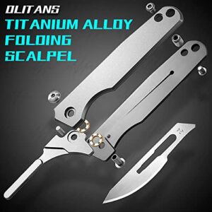 OLITANS T010 Folding Scalpel Titanium Alloy EDC Outdoor Unpacking Pocket Knife With 10pcs #24 Replaceable Blades