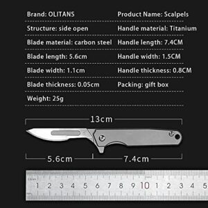 OLITANS T010 Folding Scalpel Titanium Alloy EDC Outdoor Unpacking Pocket Knife With 10pcs #24 Replaceable Blades