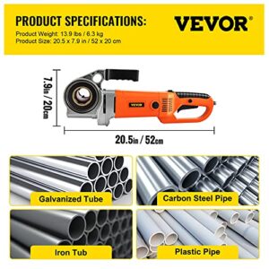 VEVOR Electric Pipe Threader, 2300W Pipe Threading Machine, Heavy-Duty Hand-Held Power Drive Kit, 110V Pipe Threader Machine Copper Motor, Portable Pipe Threader w/ 4 Dies 1/2"-1 1/4" & Carrying Case