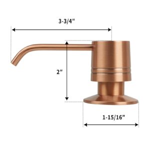 Copper Kitchen Faucet with Soap Dispenser, Single Handle Solid Brass High Arc Pull Down Sprayer Head Kitchen Sink Faucets with Deck Plate OH455