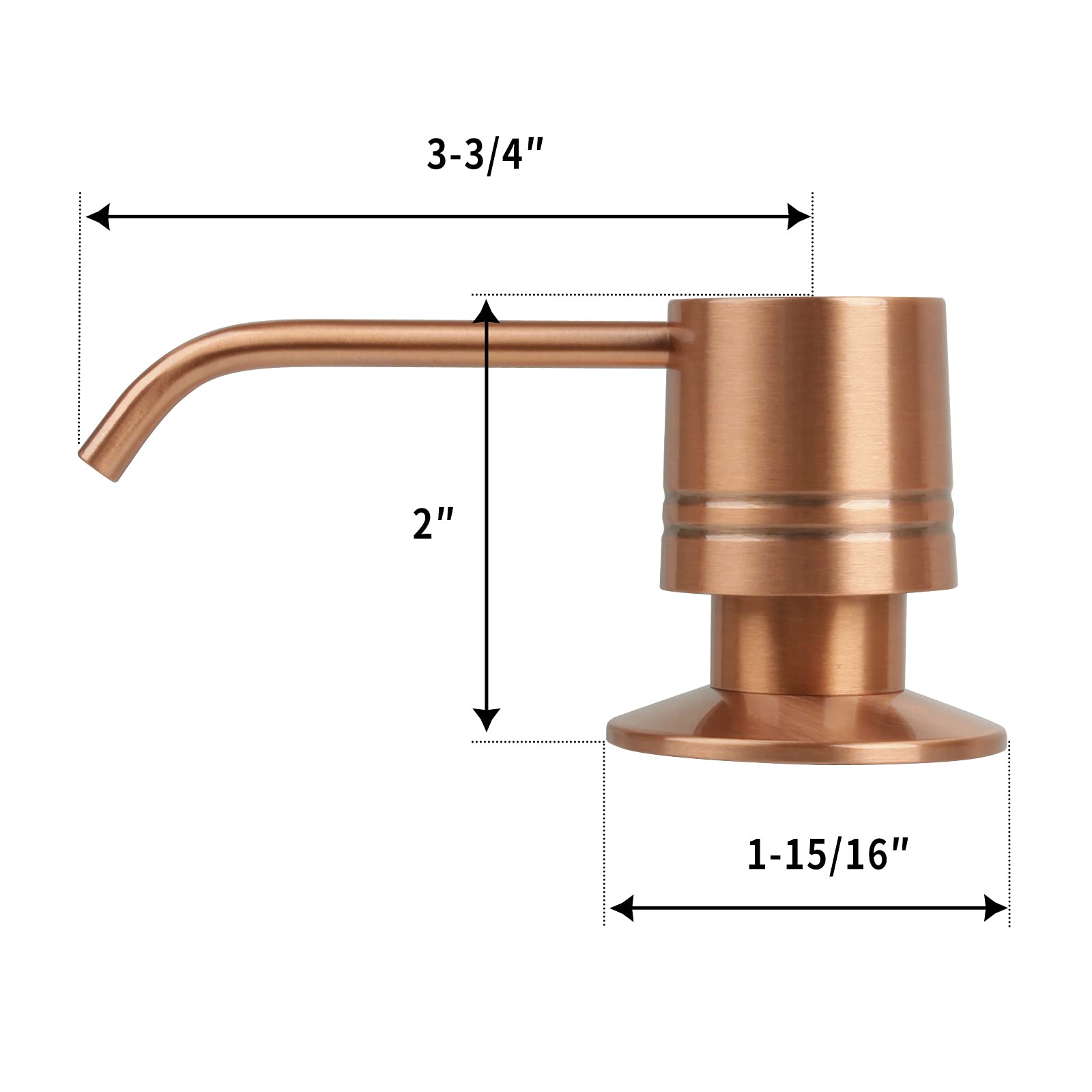 Copper Kitchen Faucet with Soap Dispenser, Single Handle Solid Brass High Arc Pull Down Sprayer Head Kitchen Sink Faucets with Deck Plate OH455