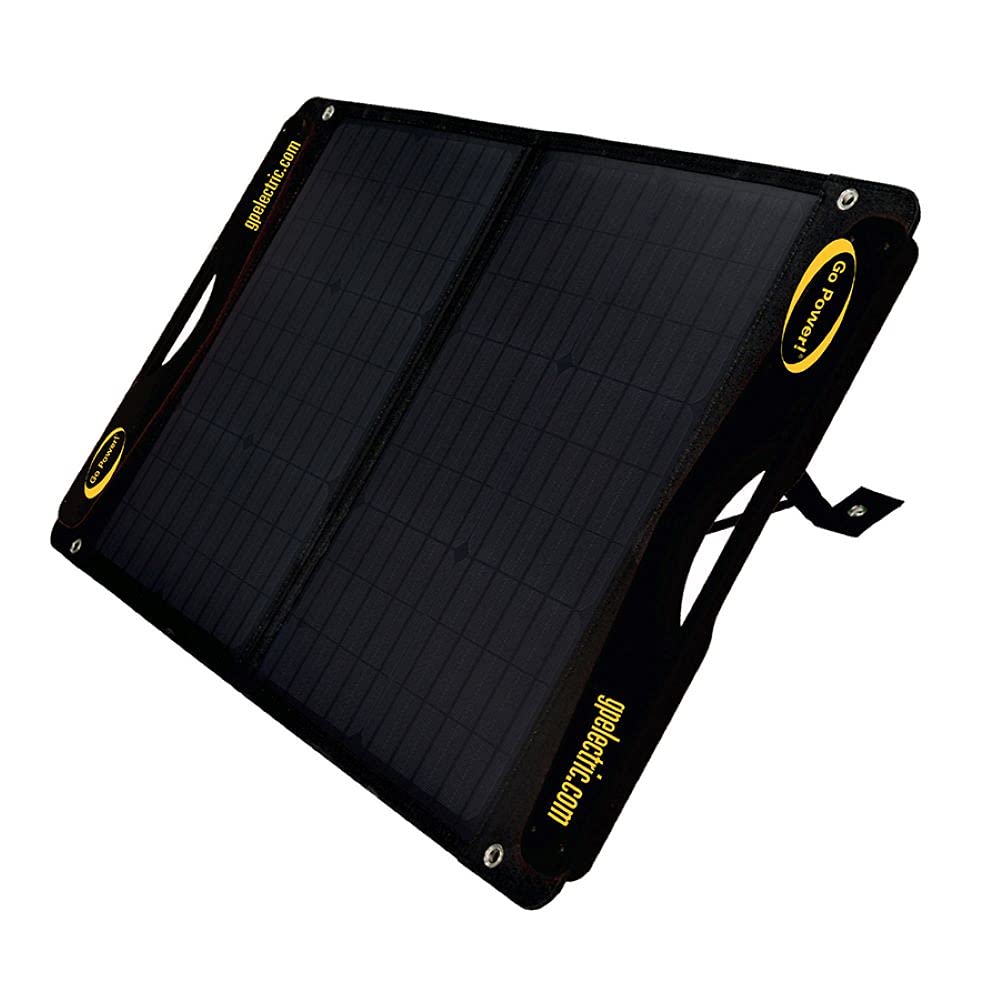 Go Power! DuraLite 100-watt Lightweight Portable 12 Volt Monocrystalline Foldable Solar Panel, with 30-amp PWM Charge Controller & Accessories