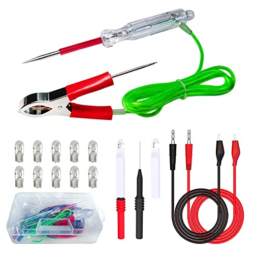 Goupchn Automotive Circuit Tester Kit Test Leads Kit Test Light 3-24V Voltage Tester Dual Probes Alligator Clamps Two-Way Voltage Test for Maintenance of Low-Voltage Circuits