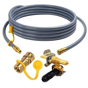 mensi 10ft natural hose gas conversion kits for outland living portable propane fire pits 3/8" quick connect disconnect coupling and valve - certified for 780/864 ngck manual ignition firebowls