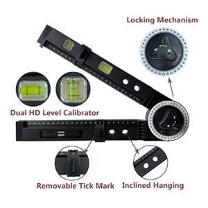 N/A Angle Finder Tool,With Level Function，Featuring Precision Laser Engraved Scales，14-Inch Miter Saw Protractor,Applicable To All Building Trades