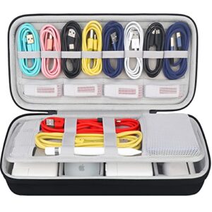 hard electronics organizer, universal travel cable organizers, large electronic accessories storage case bag for laptop adapter, cord, charger, plug, hard drive, earphone, usb hub, black
