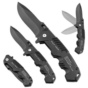 hidoer 2 pack pocket folding knife, tactical knife(small+large) assisted knife, tactical knife, edc knife with liner lock