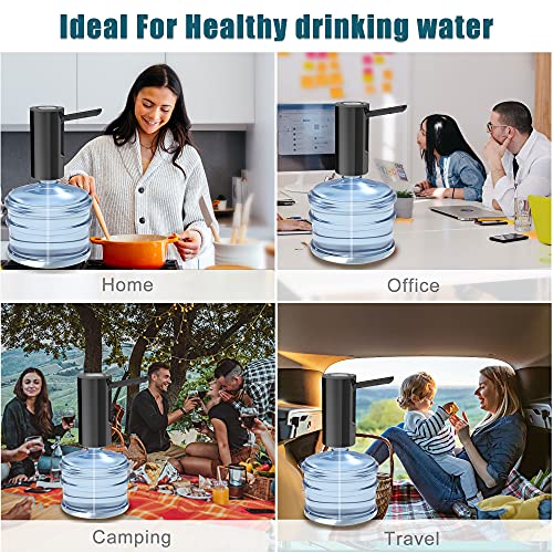 5-Gallon Water Bottle Pump Dispenser: YISH Electric Water Dispenser for Bottled Water Foldable Drinking Water Pump USB-Charging Water Bottle Dispenser Automatic Water Gallon Pump