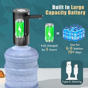 5-Gallon Water Bottle Pump Dispenser: YISH Electric Water Dispenser for Bottled Water Foldable Drinking Water Pump USB-Charging Water Bottle Dispenser Automatic Water Gallon Pump