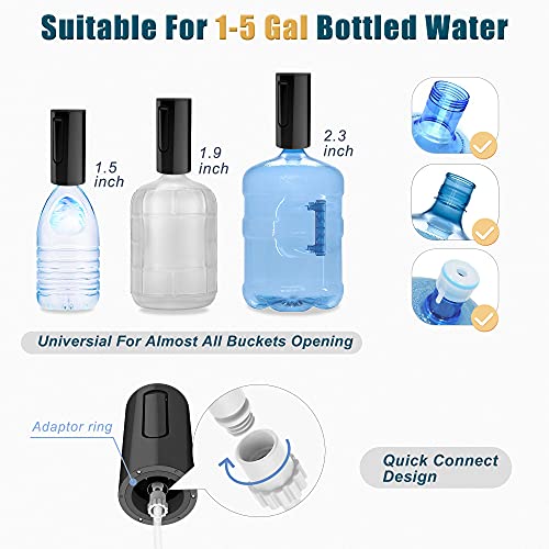 5-Gallon Water Bottle Pump Dispenser: YISH Electric Water Dispenser for Bottled Water Foldable Drinking Water Pump USB-Charging Water Bottle Dispenser Automatic Water Gallon Pump