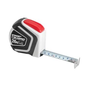 kapro - 510 optivision imperial magnetic tape measure - self-locking blade and end hook - features dual colored and double-sided printing - nylon heavy-duty blade - metric + imperial - 26 feet