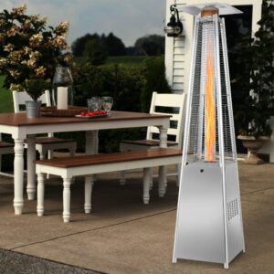 Outdoor Patio Propane Space Heater - 48,000 Btu Pyramid Propane Heater, Outdoor Heater, Portable Heater, Patio Heater Propane, W/Wheels (PPH-PYR))