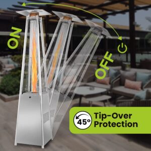 Outdoor Patio Propane Space Heater - 48,000 Btu Pyramid Propane Heater, Outdoor Heater, Portable Heater, Patio Heater Propane, W/Wheels (PPH-PYR))