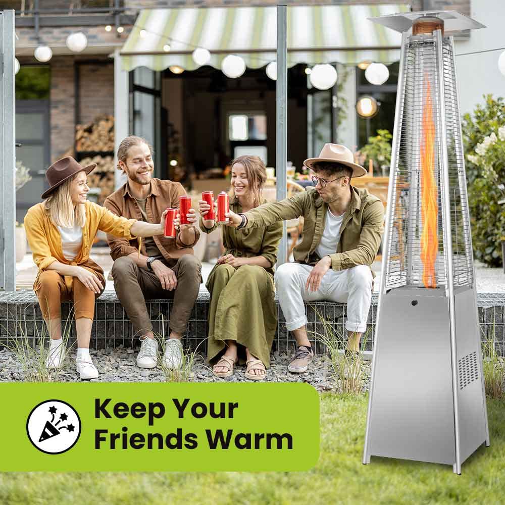 Outdoor Patio Propane Space Heater - 48,000 Btu Pyramid Propane Heater, Outdoor Heater, Portable Heater, Patio Heater Propane, W/Wheels (PPH-PYR))