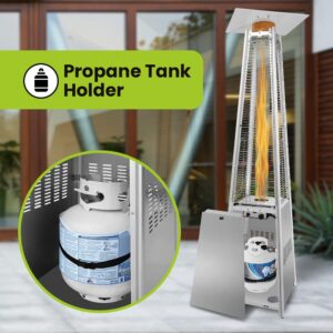 Outdoor Patio Propane Space Heater - 48,000 Btu Pyramid Propane Heater, Outdoor Heater, Portable Heater, Patio Heater Propane, W/Wheels (PPH-PYR))