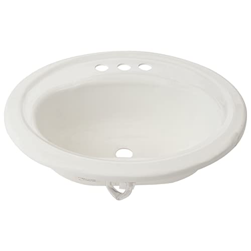 American Built Pro Lavatory Sink 20" x 17" x 7.5" Oval Shape White Color for Mobile Homes RVMH ABS Rust Free 3 Hole Heavy Duty Sink Perfect for RV, Bathroom, Bar, Farm, Mancave, Basement