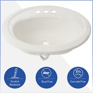 American Built Pro Lavatory Sink 20" x 17" x 7.5" Oval Shape White Color for Mobile Homes RVMH ABS Rust Free 3 Hole Heavy Duty Sink Perfect for RV, Bathroom, Bar, Farm, Mancave, Basement