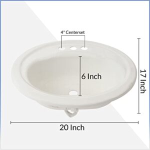 American Built Pro Lavatory Sink 20" x 17" x 7.5" Oval Shape White Color for Mobile Homes RVMH ABS Rust Free 3 Hole Heavy Duty Sink Perfect for RV, Bathroom, Bar, Farm, Mancave, Basement