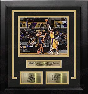 steph curry v. lebron james 2021 play-in tournament game-winning 3-point shot 8" x 10" framed basketball photo with engraved autographs